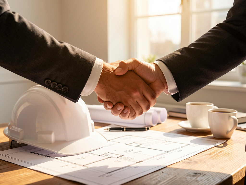 Persönlicher Handschlag nach einer erfolgreichen Bauberatung
